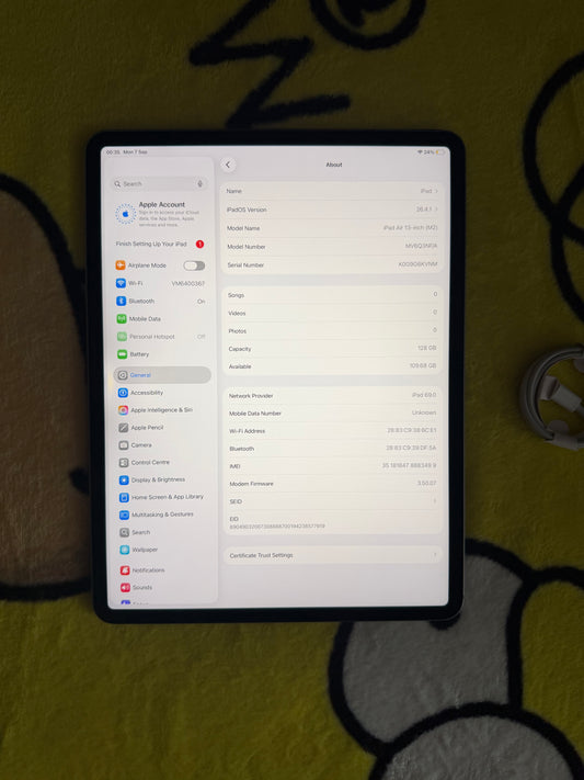 Apple iPad Air 13 inch M2 (2024) 128gb WiFi/Cellular - Fully Working