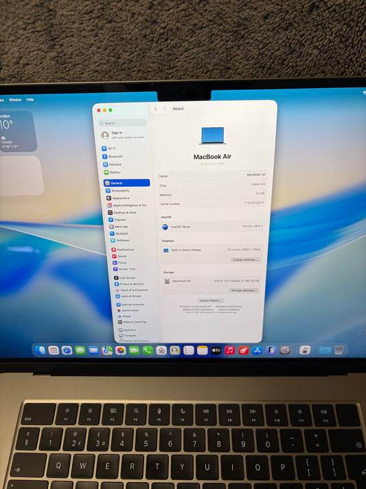 Apple Macbook Air 15 inch 2023 - M3, 16gb RAM, 512gb SSD - MDM Bypassed.
