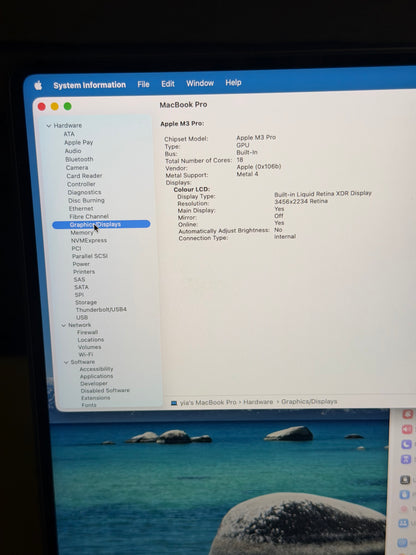 Apple Macbook Pro 16 inch 2023 - M3 Pro, 18gb RAM, 512 SSD - Fully Working