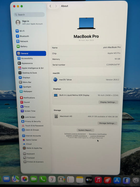 Apple Macbook Pro 16 inch 2023 - M3 Pro, 18gb RAM, 512 SSD - Fully Working