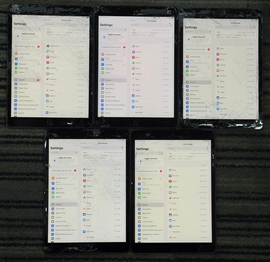 5x Apple iPad 7th Generation 128gb Wifi/Cellular. Cracked Glass. Fully Working.