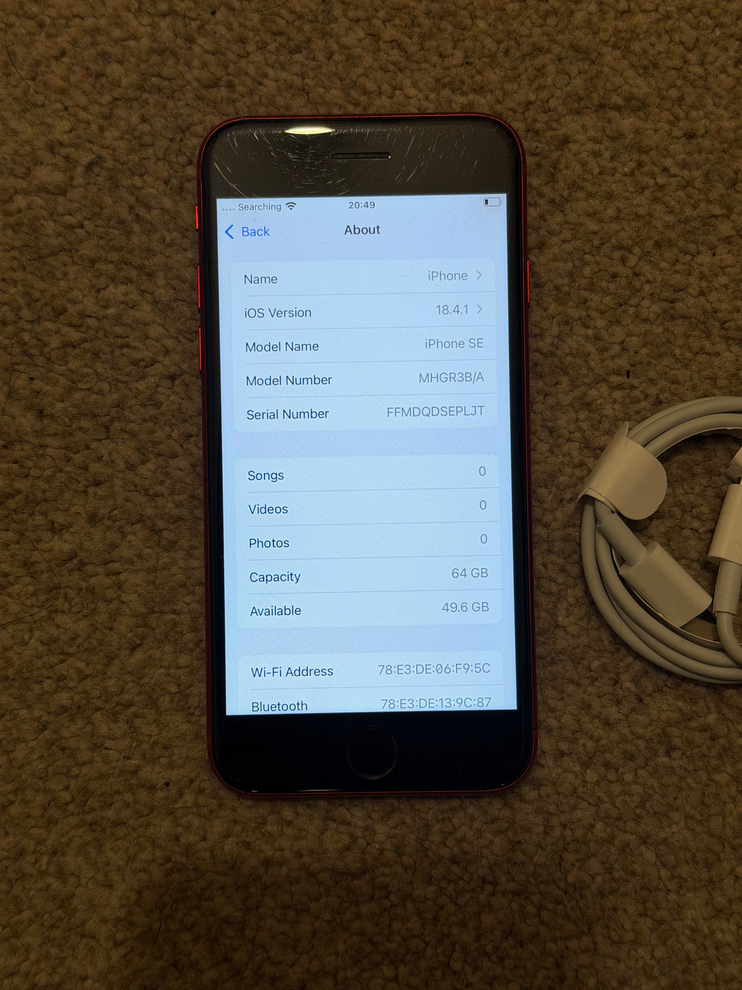 Apple iPhone SE 2nd Gen (2022) - 64gb Red (Unlocked) - Faulty Screen!