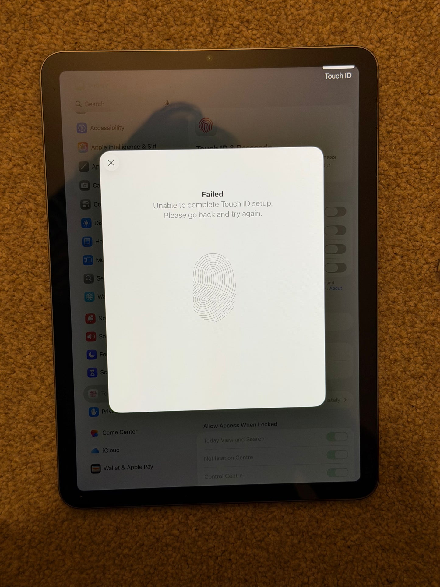 Apple iPad Air 10.9 inch 5th gen (M1) 2022 256gb WiFi - Fully Working / No Touch ID!