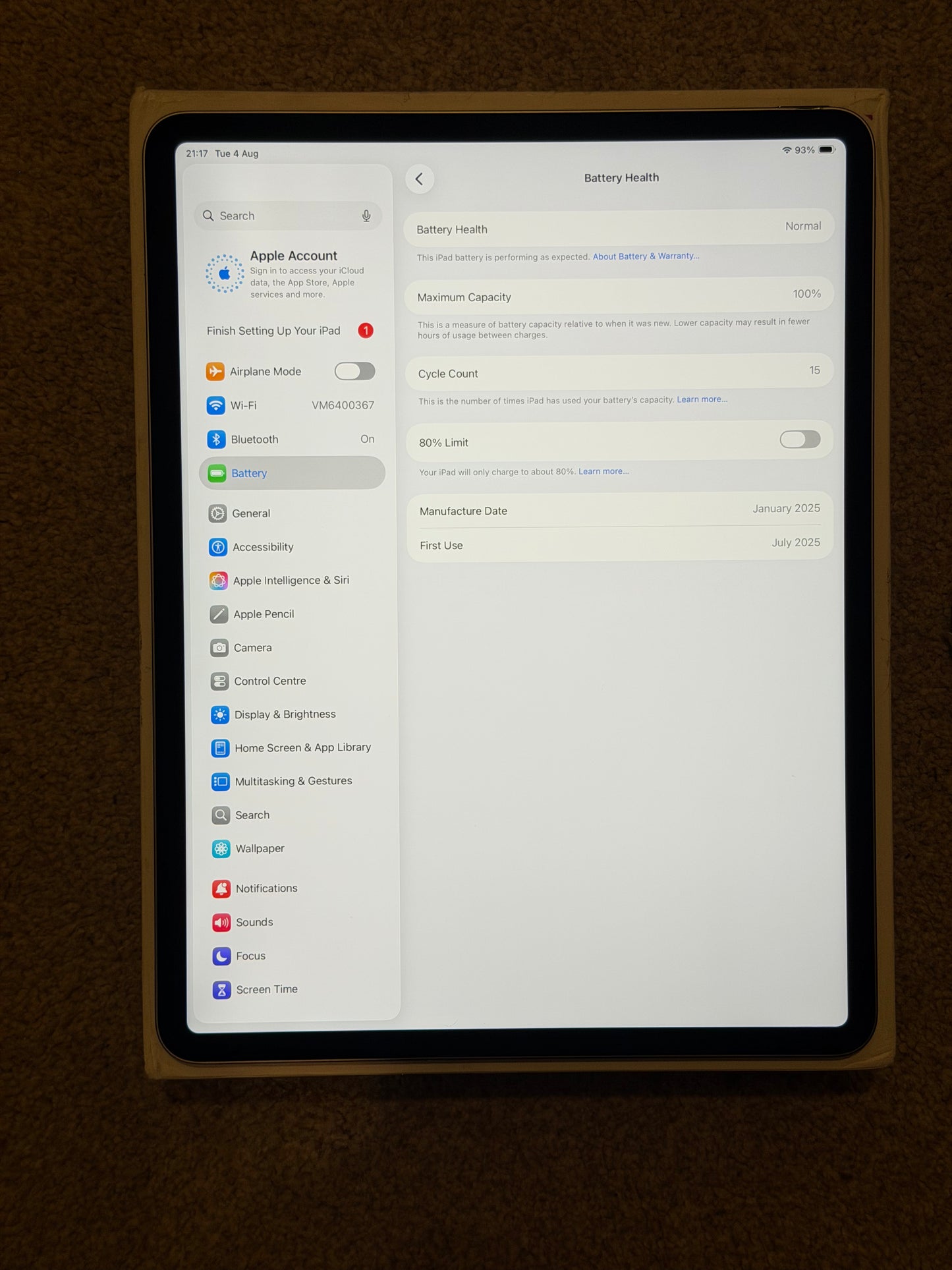 Apple iPad Air 13 inch M3 (2025) 128gb WiFi - Fully Working / No Touch ID.