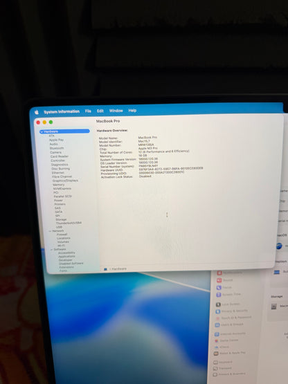 Apple Macbook Pro 16 inch 2023 - M3 Pro, 18gb RAM, 512 SSD - MDM Bypassed.