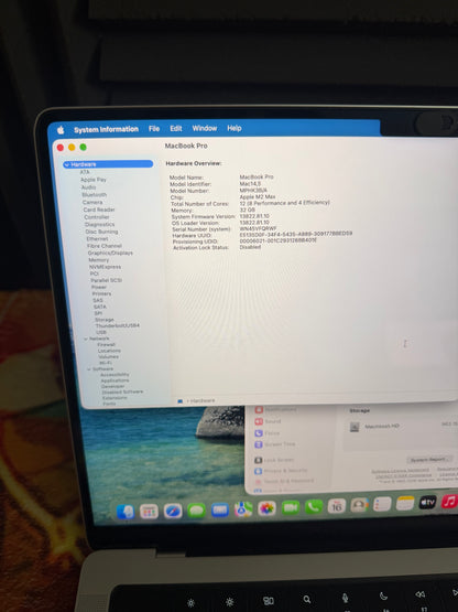 Apple Macbook Pro 14 inch 2023 - M2 MAX, 32gb RAM, 1TB SSD - MDM Bypassed.