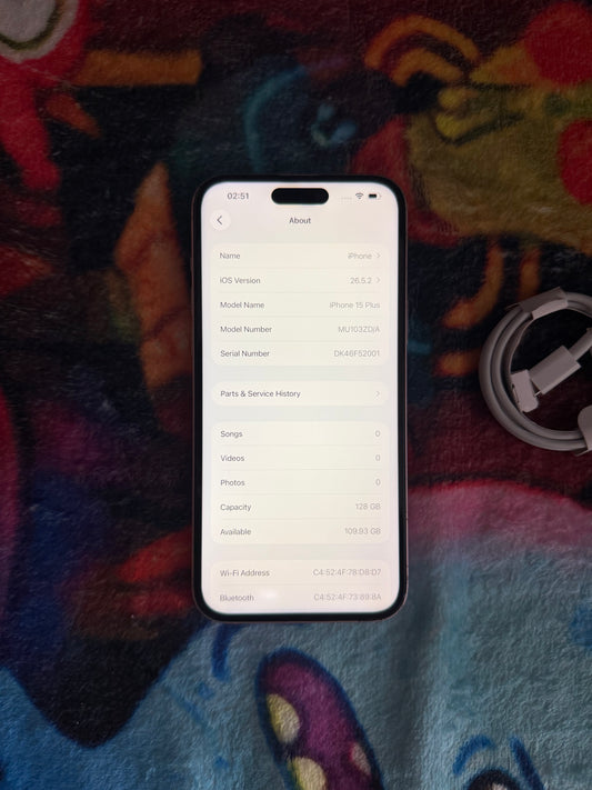 Apple iPhone 15 Plus - 128gb Pink (Unlocked) - Fully Working / No Face ID