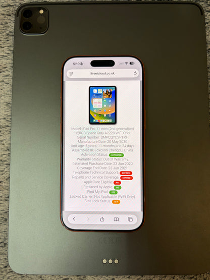 Apple iPad Pro 11 inch 2nd Gen 128gb WiFi - Faulty Unable to reset?