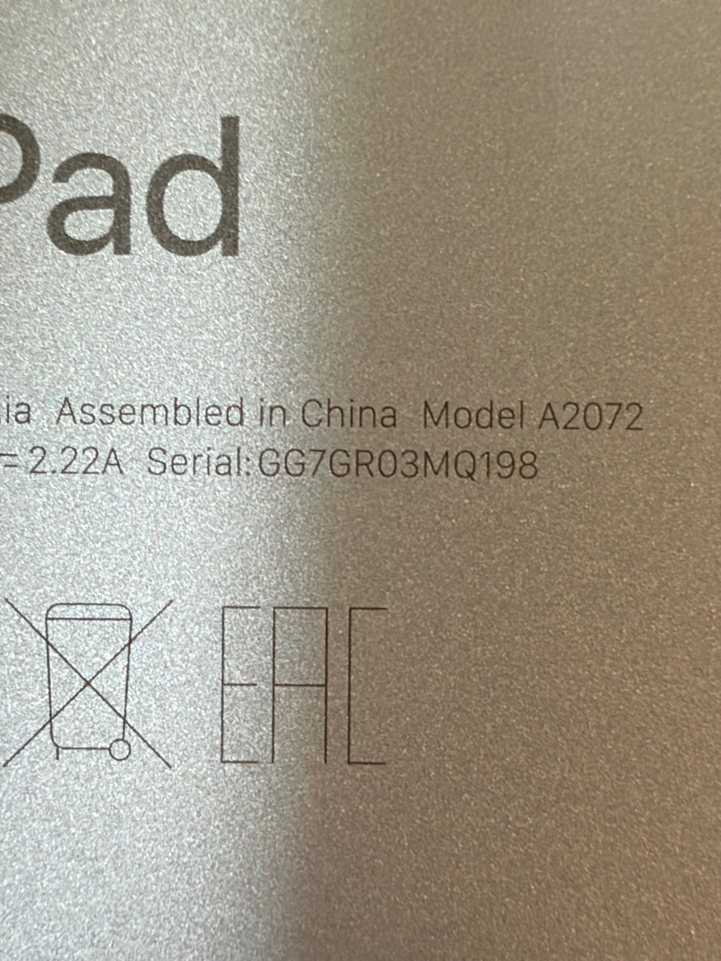 Apple iPad Air 4th Generation 256gb WiFi/Cellular - Board Fault. FAULTY