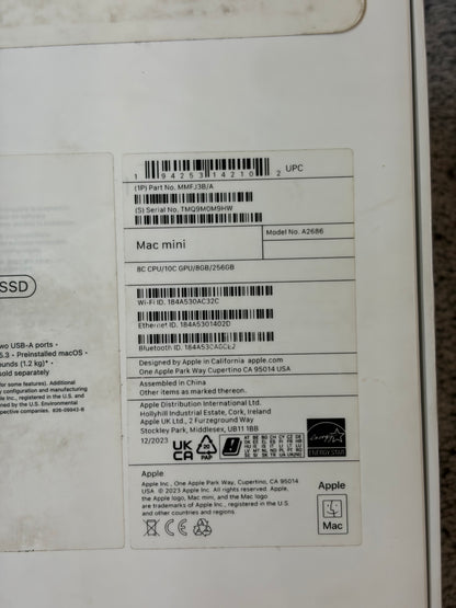 Mac Mini M2 - 256gb | 8c CPU/8c GPU | Sealed - MDM Bypassed.