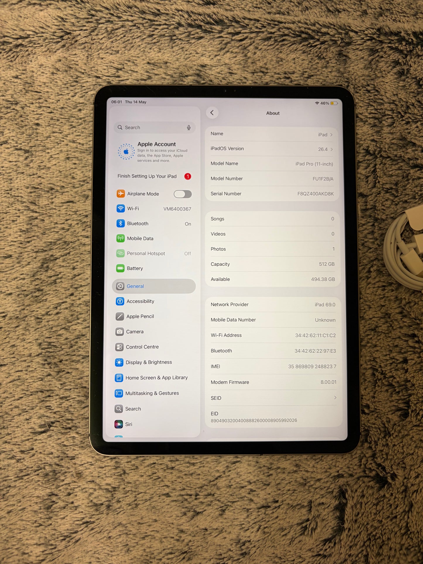 Apple iPad Pro 11 inch 1st Gen -  512gb WiFi/Cellular (Unlocked).