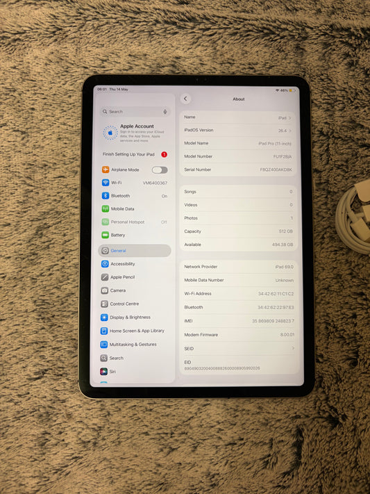 Apple iPad Pro 11 inch 1st Gen -  512gb WiFi/Cellular (Unlocked).