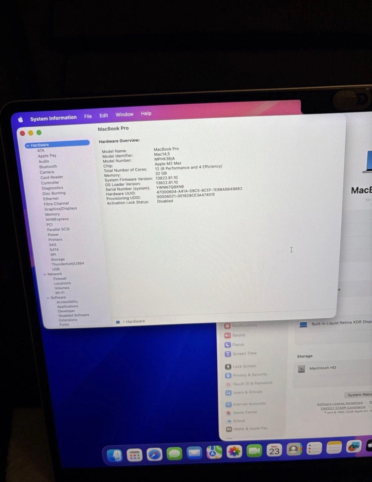 Apple Macbook Pro 14 inch 2023 - M2 MAX, 32gb RAM, 1TB SSD - MDM Bypassed.