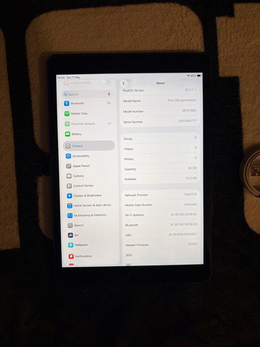 Apple iPad 9th Generation 64gb WiFi/Cellular (Unlocked) - MDM Bypassed.