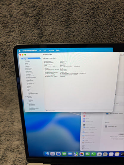 Apple Macbook Air 15 inch 2023 - M3, 16gb RAM, 512gb SSD - MDM Bypassed.