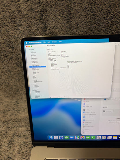Apple Macbook Air 15 inch 2023 - M3, 16gb RAM, 512gb SSD - MDM Bypassed.