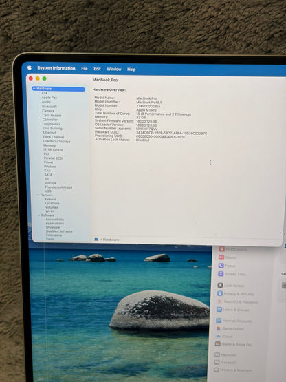 Apple Macbook Pro 16 inch 2021 - M1 Pro, 32gb RAM, 512gb SSD - MDM Bypassed.