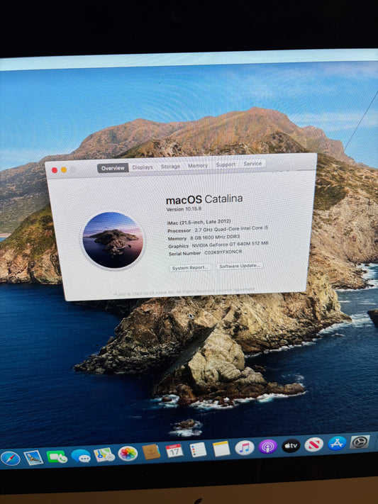 Apple iMac 21.5 inch 2012 - i5, 8gb RAM, 512gb HDD - Fully working - Cracked Screen.