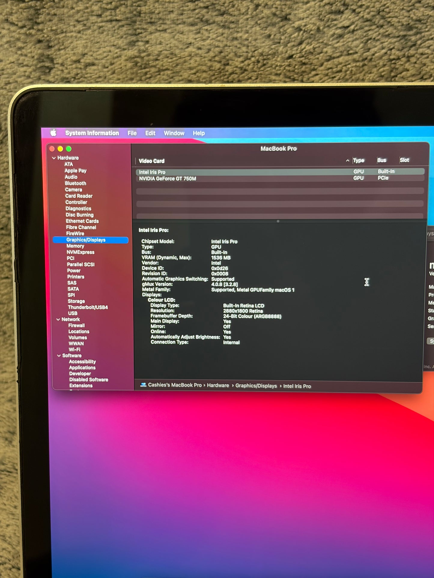 Apple Macbook Pro 15 inch 2014 - i7, 16gb RAM, 512gb SSD - Needs Repair.