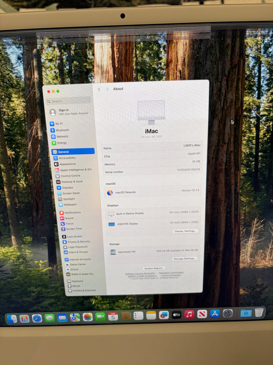 Apple iMac 24 inch M1 (2021) - 16gb RAM, 512gb SSD (Damaged Screen)