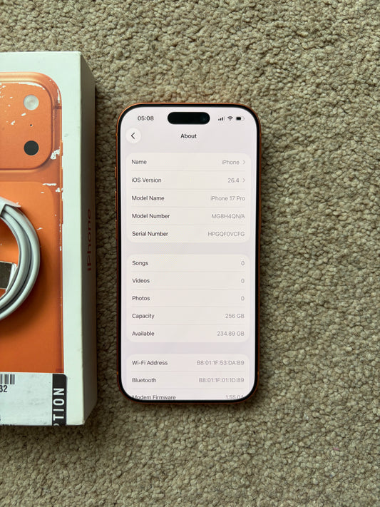 Apple iPhone 17 Pro Cosmic Orange 256gb (Unlocked) MINOR FAULT